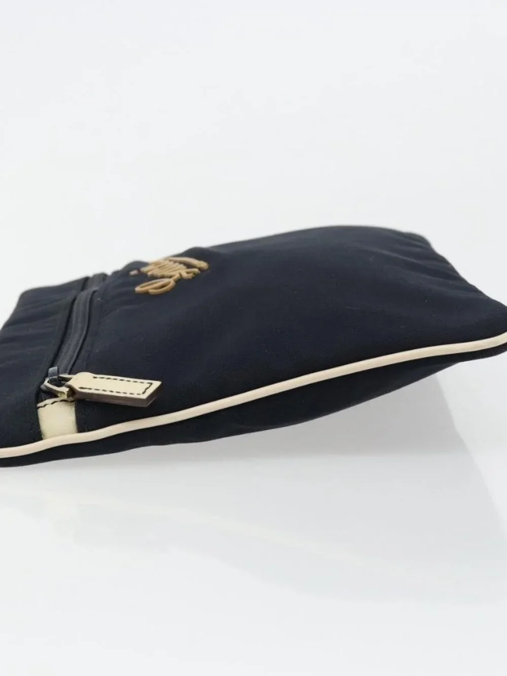 GUCCI Pouch Nylon Navy Silver Auth bs22200